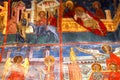 Painted walls in Humor Monastery, Moldavia, Romania Royalty Free Stock Photo